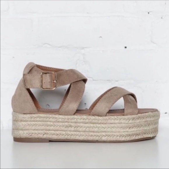 Nude Espadrille Platform Sandals - Picture 2 of 2